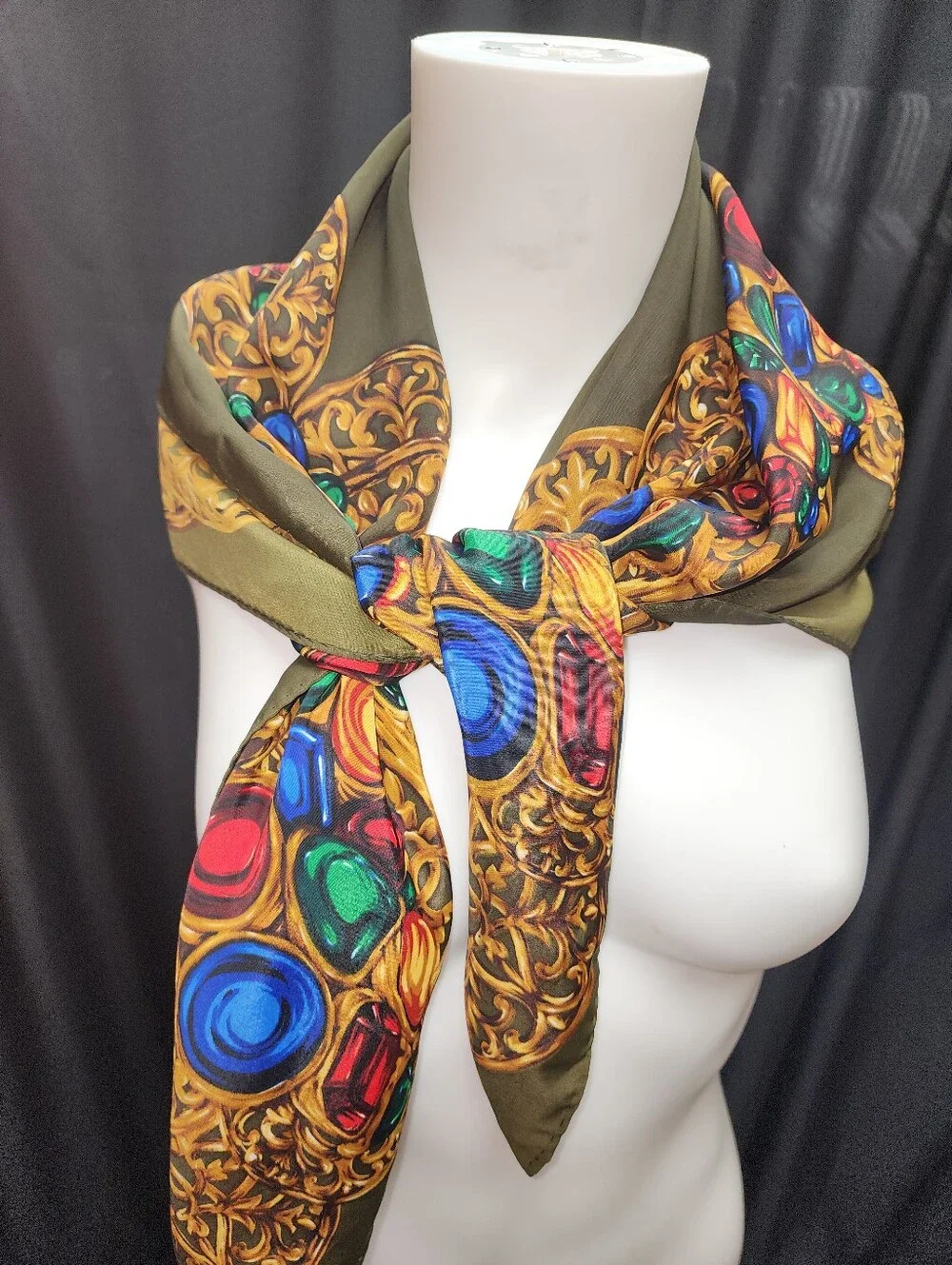 Authentic Vintage Chanel Paris Silk Jeweled Scarf